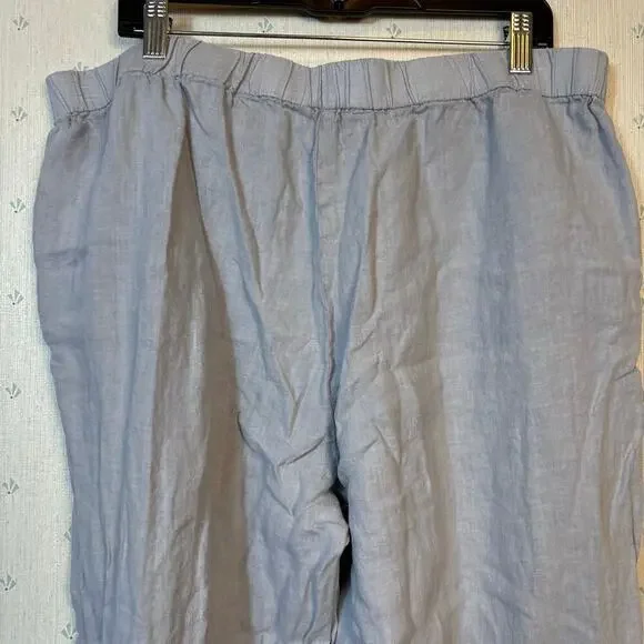 Eileen Fisher Organic Linen Wide Leg Pants Size XL Cropped Pull On Relaxed - Picture 3 of 10